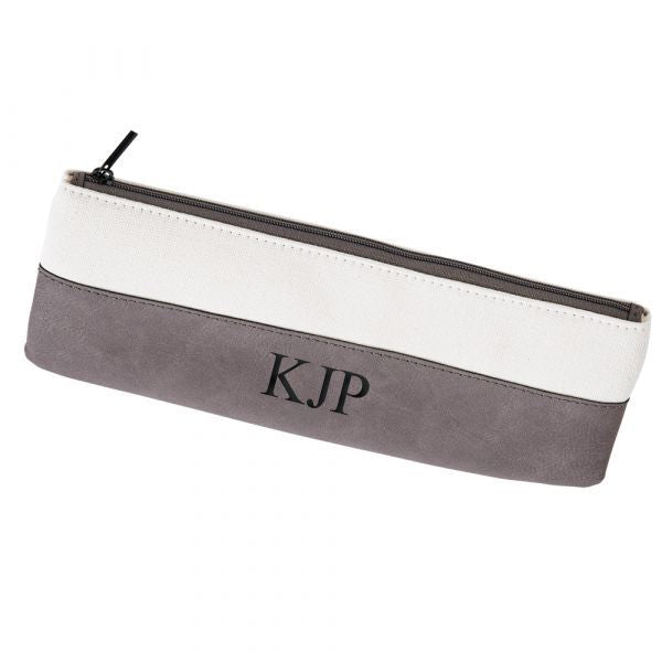 Leatherette/Canvas Grey Pouch