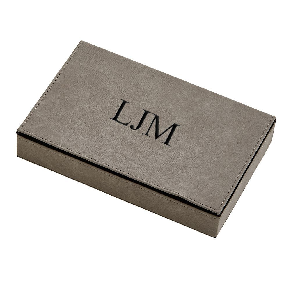 Leatherette 2 Card Deck Set, Grey 5" X 7.75"