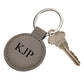 Leatherette Round Keychain, Grey 1.875"
