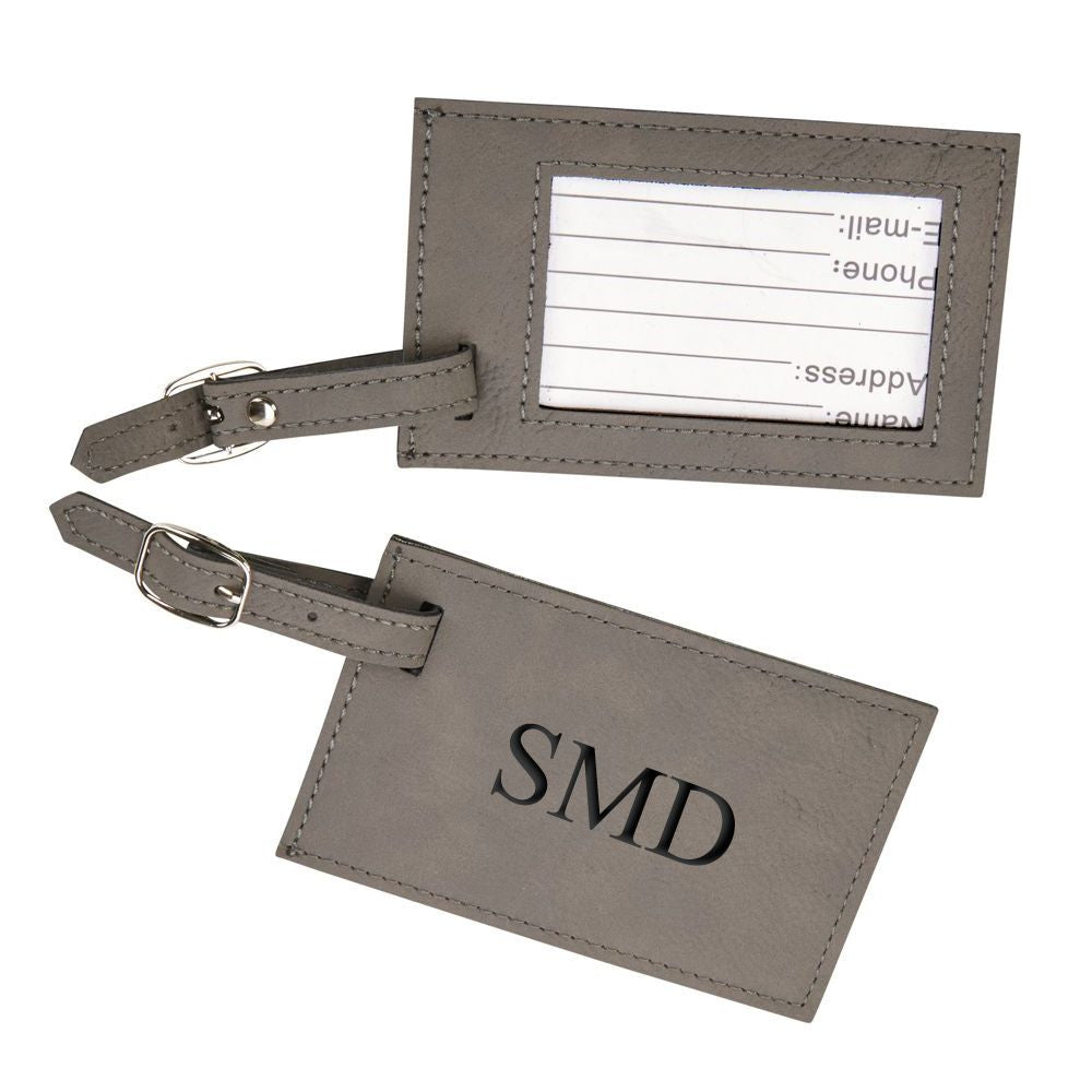 Leatherette Luggage Tag, Grey 2.75" X 4.375"