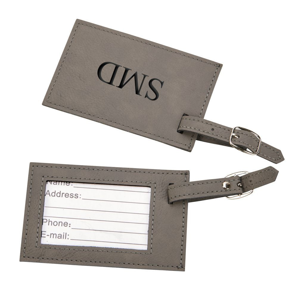 Leatherette Luggage Tag, Grey 2.75" X 4.375"