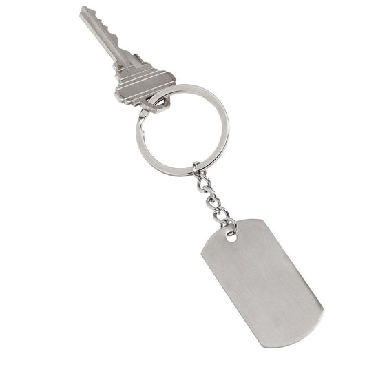 Stainless Steel Dog Tag Keychain, 4.25"