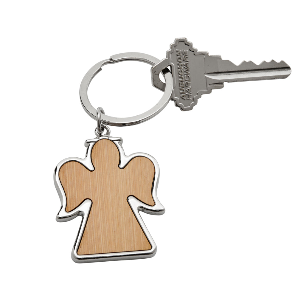 Bamboo Angel Keychain with Metal Trim creativegiftsdirect