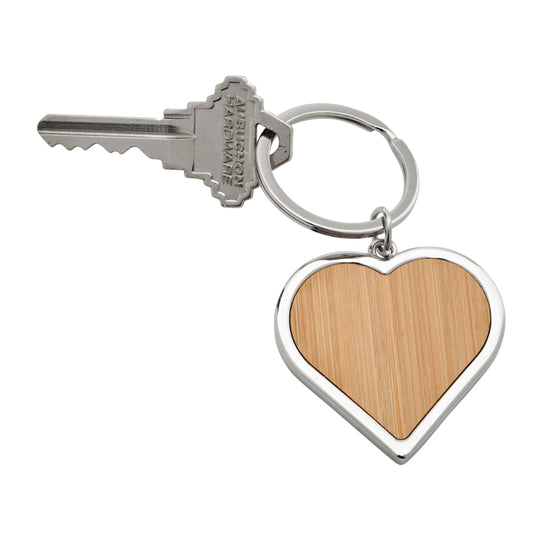 Bamboo Heart Keychain with Metal Trim