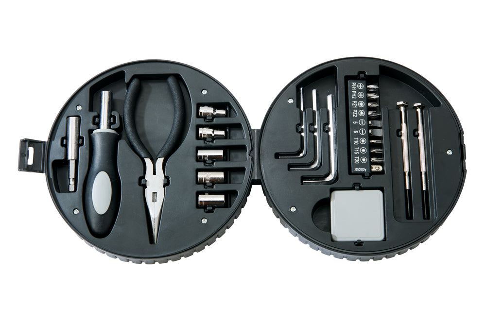 24 Piece Tool Set In Tire 2.25" X 6.25"