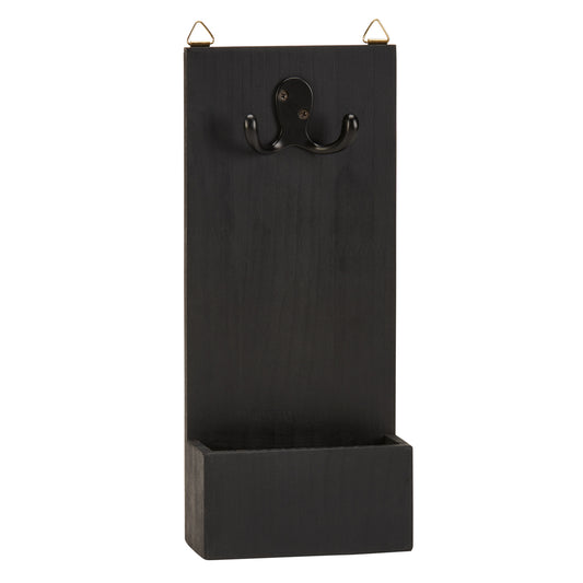 Black Wood Wall Hanging Holder With Hook
