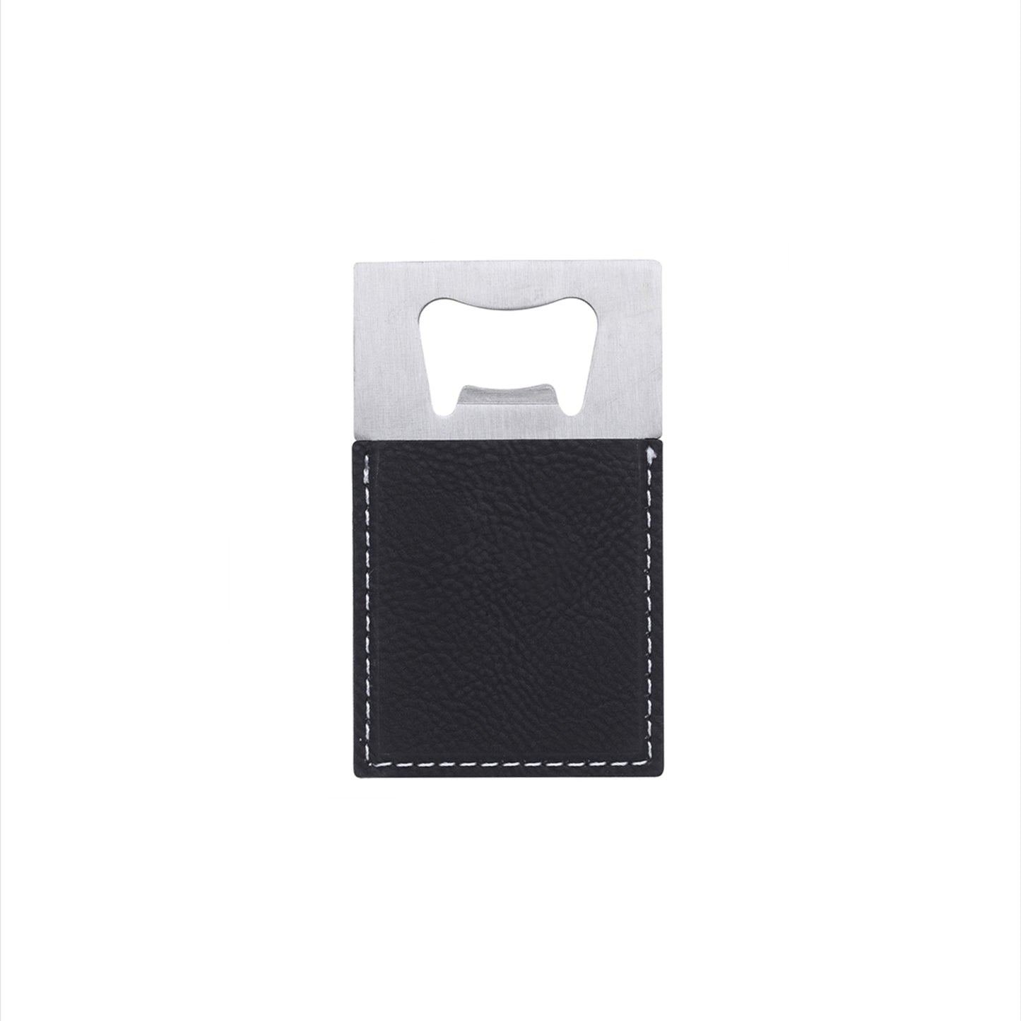 Black Leatherette Bottle Opener - 3.5" x 2"