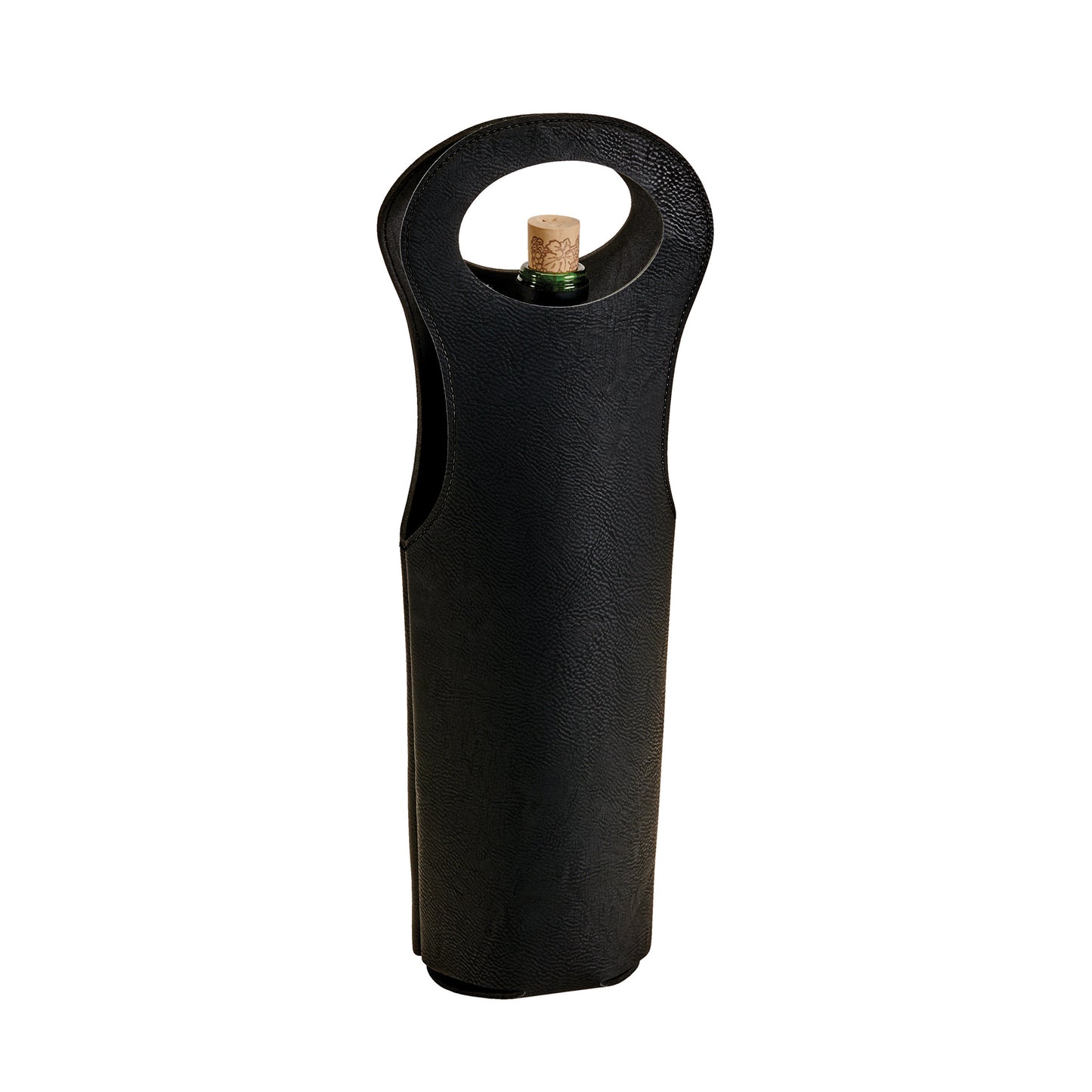 Leatherette Wine Holder in Black - 14.5"