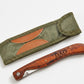 Stainless steel fillet knife with birchwood handle, locking blade, and nylon carrying pouch, designed for filleting fish and trimming meats, making a thoughtful gift for fishing enthusiasts and outdoor adventurers.