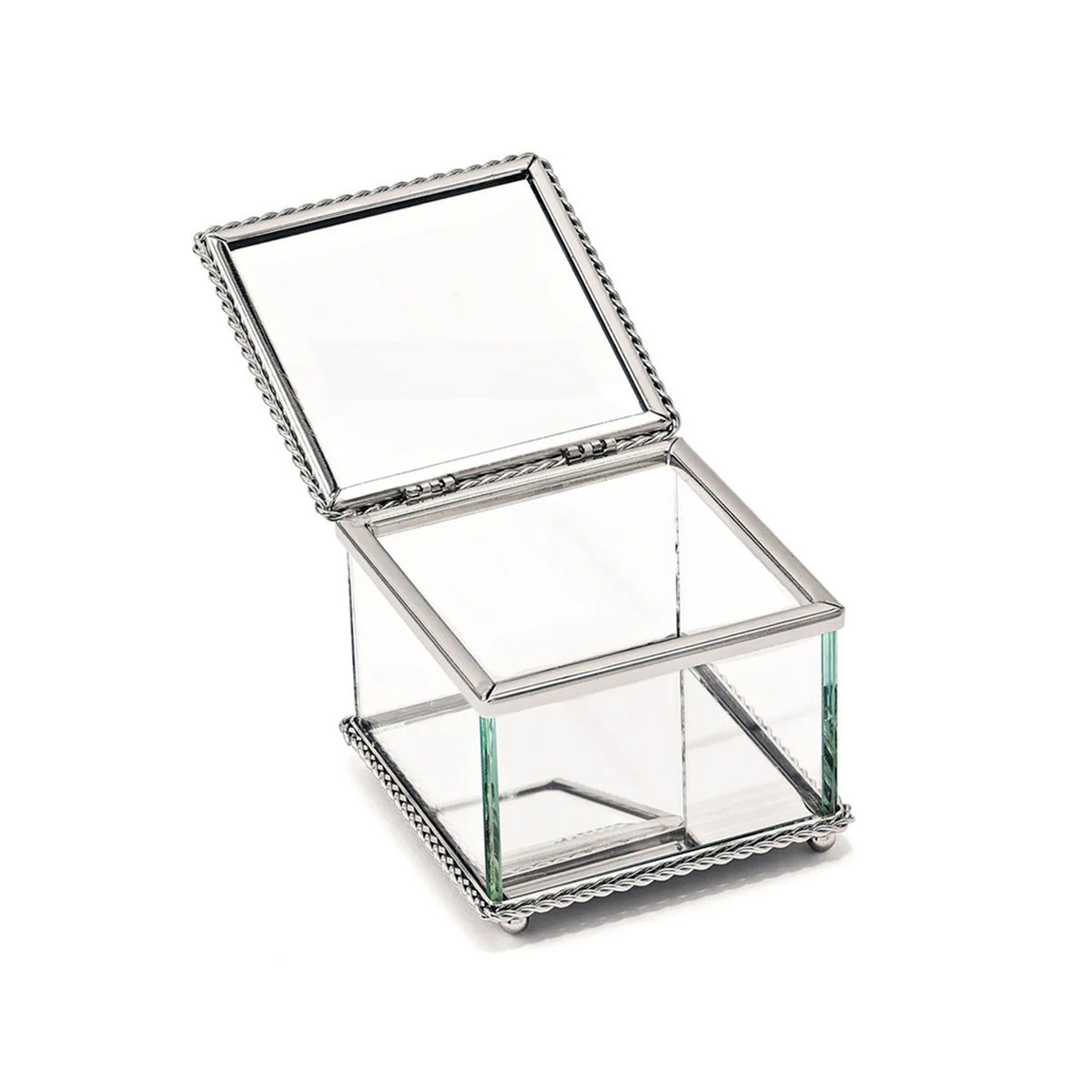 Sharp Glass Box Square Glass Box With Hinged Cover, 3.25