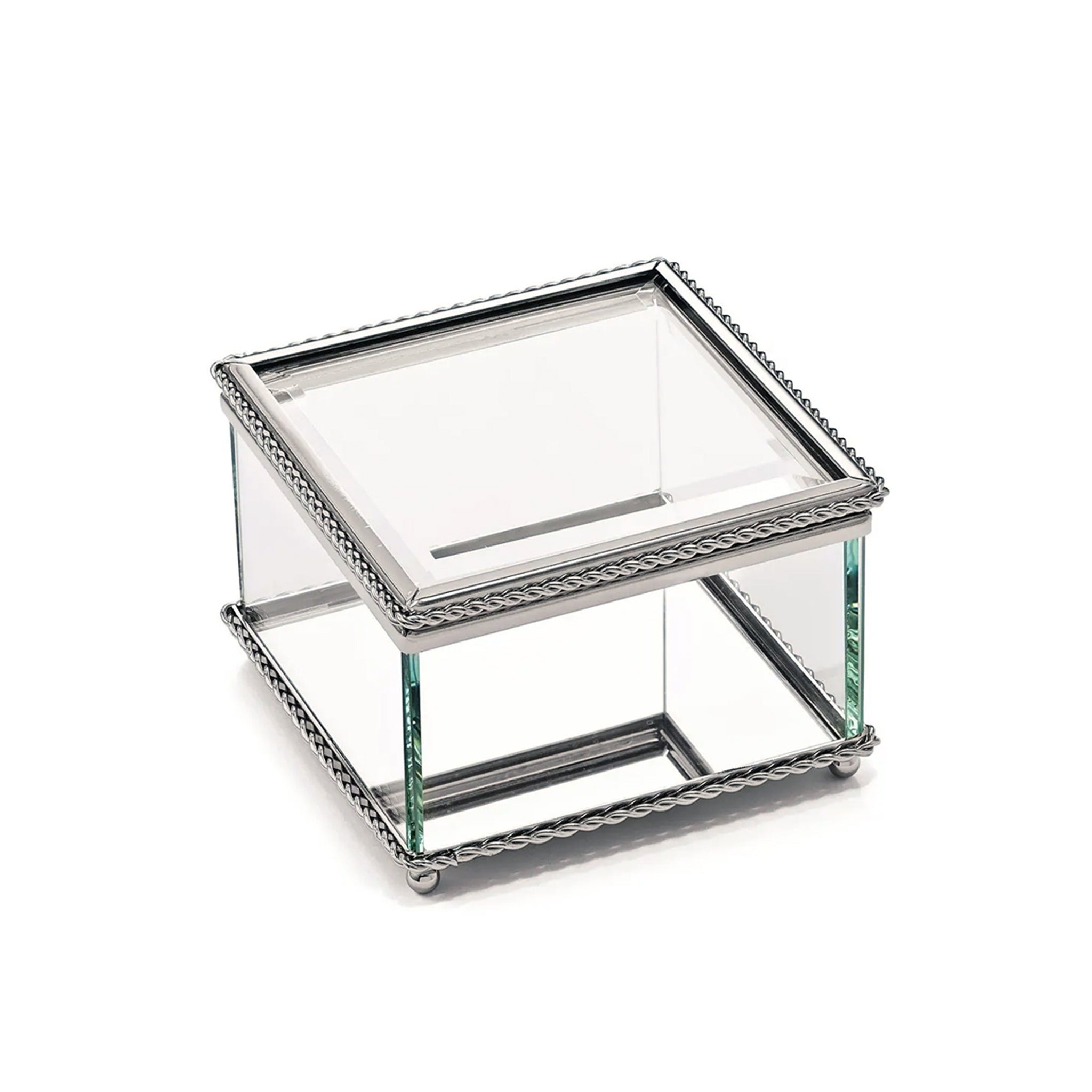 Square Glass Box with Hinged Cover, 3.75