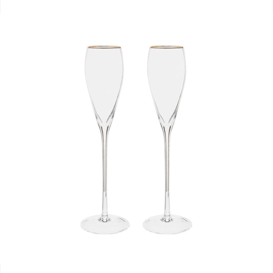 Gold Rim Tapered Champagne Flutes, Pair