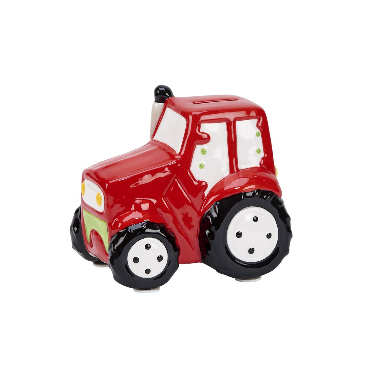 Red Ceramic Tractor Bank