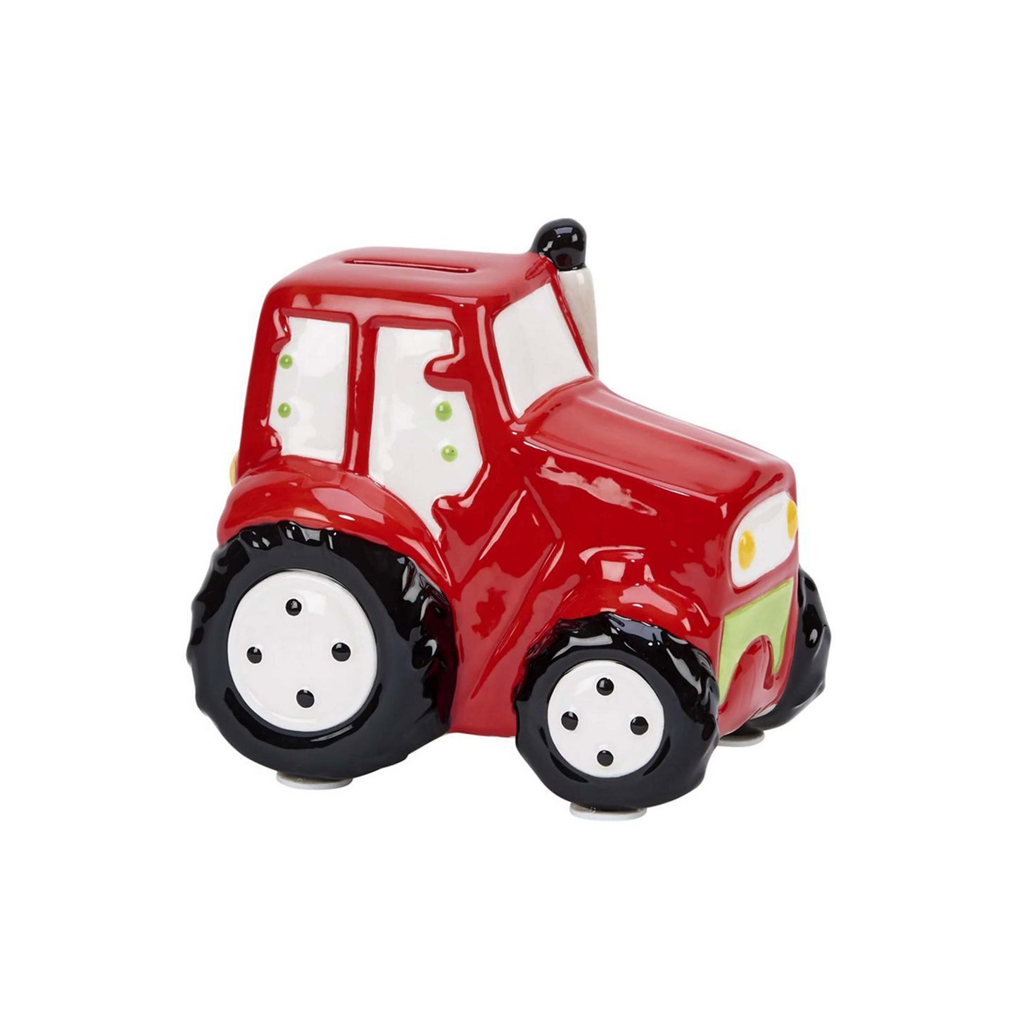 Red Ceramic Tractor Bank