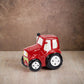 Red Ceramic Tractor Bank