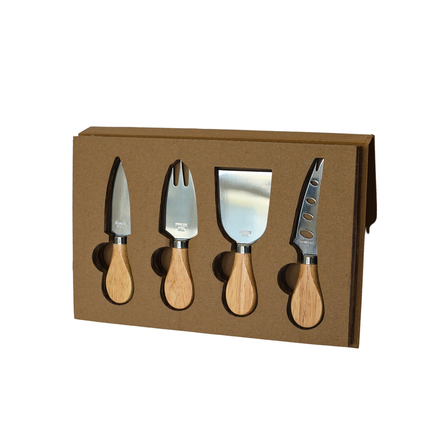 4-Piece Cheese Serving Set with Wooden Handles