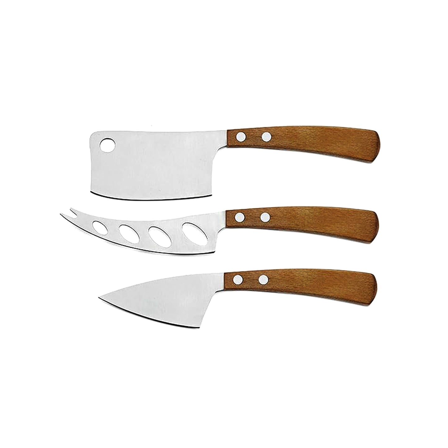 3 Piece Cheese Knife Set with Wood Handles