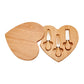 Wood Heart Cheese Set With 3 Wood Handled Utensils