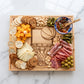 Wood basketball court board measuring approximately 18 x 12 x 0.75 inches, featuring detailed court lines and a basketball in the center, ideal for serving snacks or as a personalized gift for sports fans.