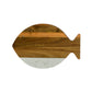 White Marble and Acacia Wood Fish Board