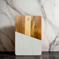 White Marble and Acacia Wood Rectangular Diagonal Board