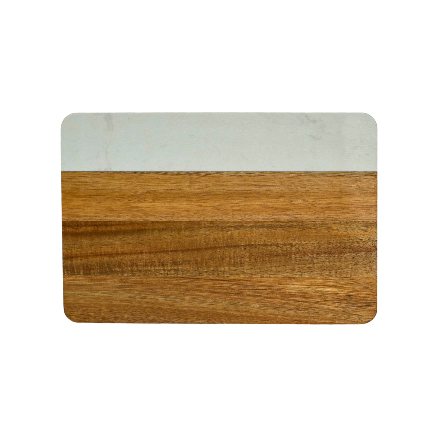 White Marble and Acacia Wood Rectangle Board