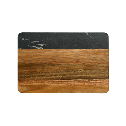 Black Marble and Acacia Wood Rectangle Board