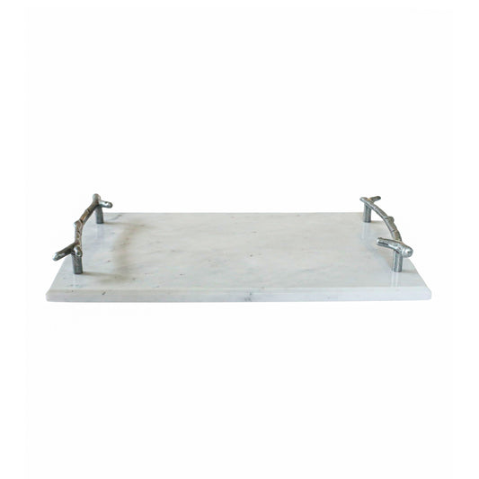 White Marble Board with Silver Branch Handles