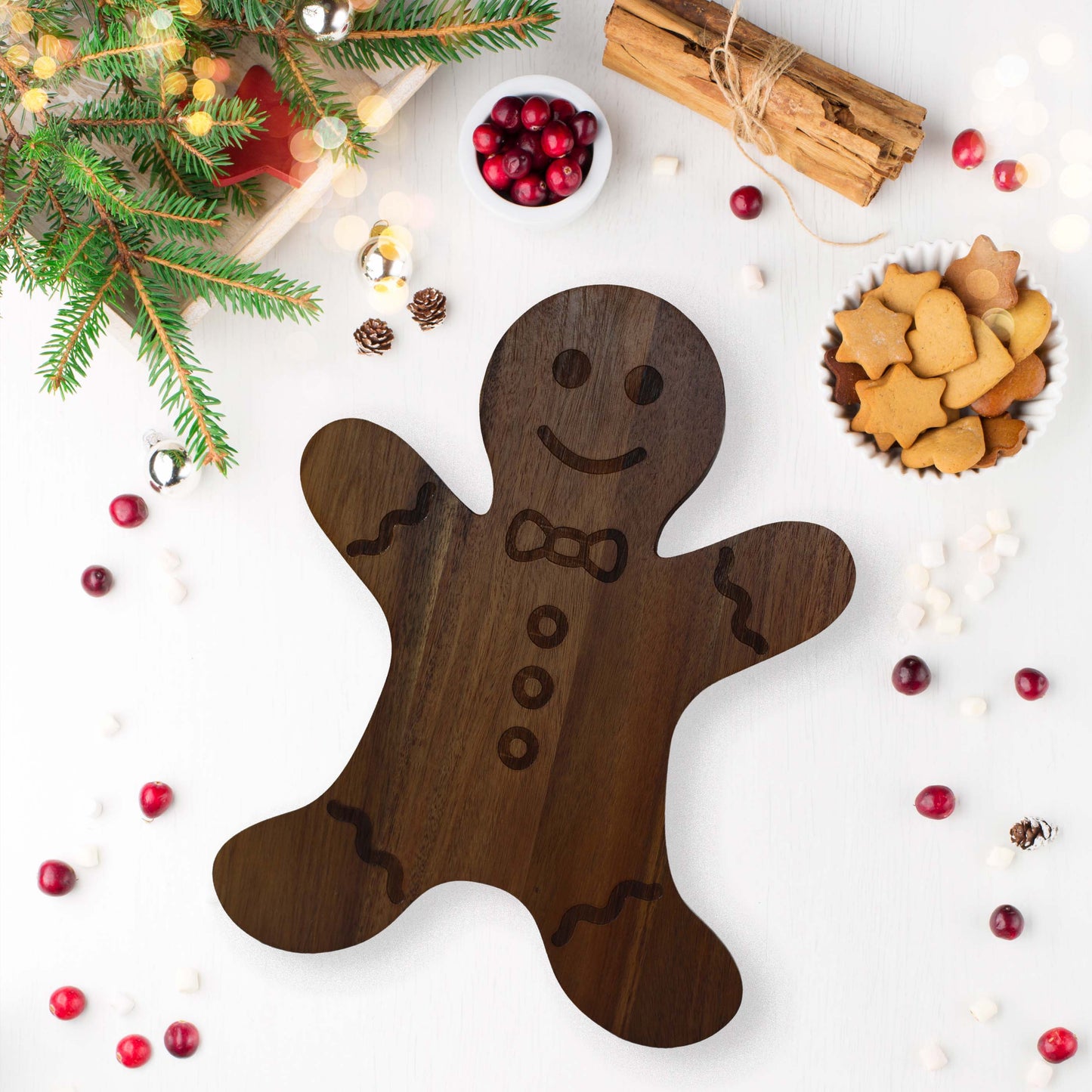 Gingerbread Man Acacia Wood Board - 15" x 11.5"