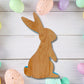 Standing Wood Bunny Board with Blue Milk Paint Outline