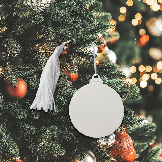 Ball Ornament w/White Tassel