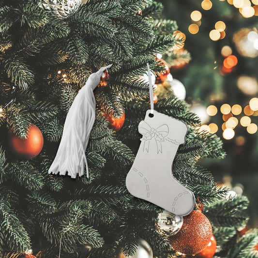 Stocking Ornament w/White Tassel