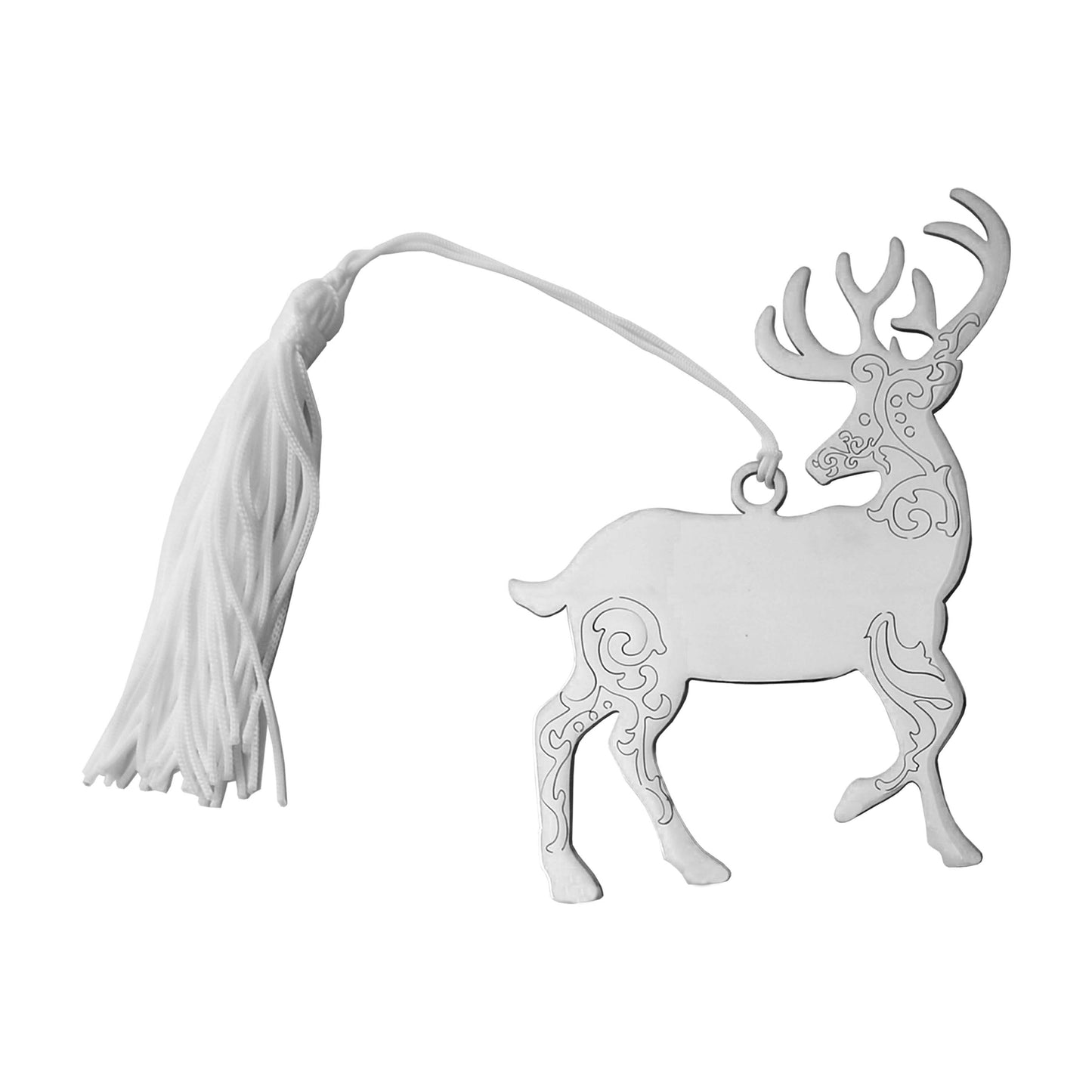 Scroll Reindeer Ornament with White Tassel