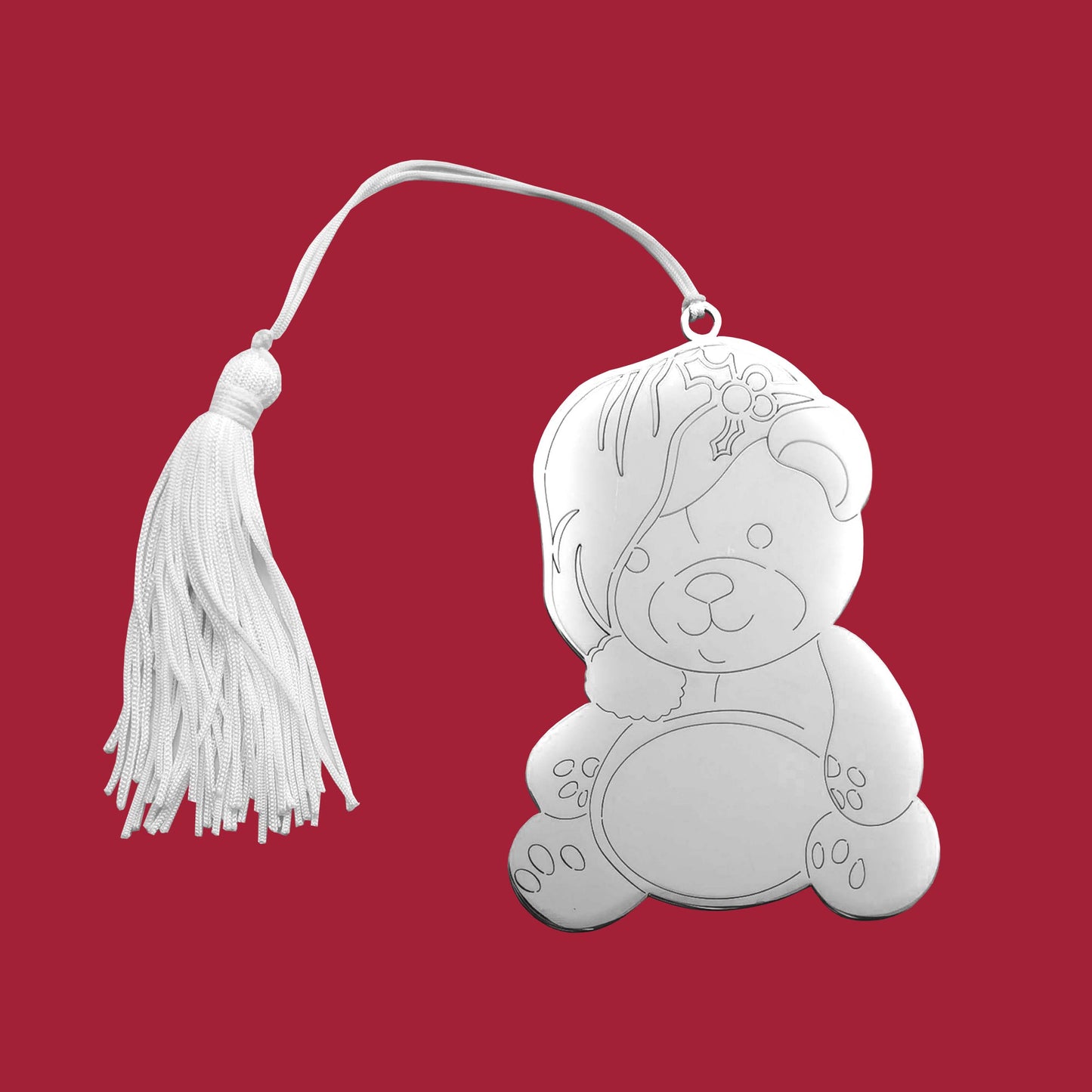 Teddy Bear Ornament with White Tassel