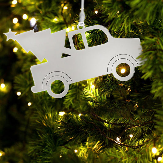 Truck w/Tree Ornament w/White Tassel