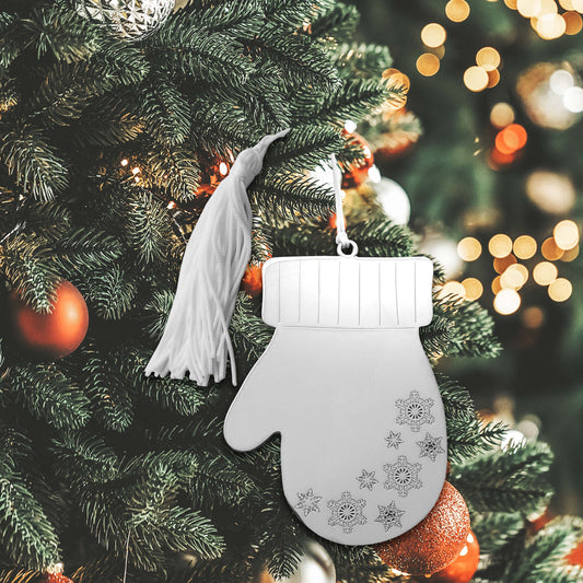 Winter Mitten Ornament with White Tassel