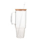 Glass 40 oz. Tumbler with Bamboo Lid, Handle & Straw - Clear