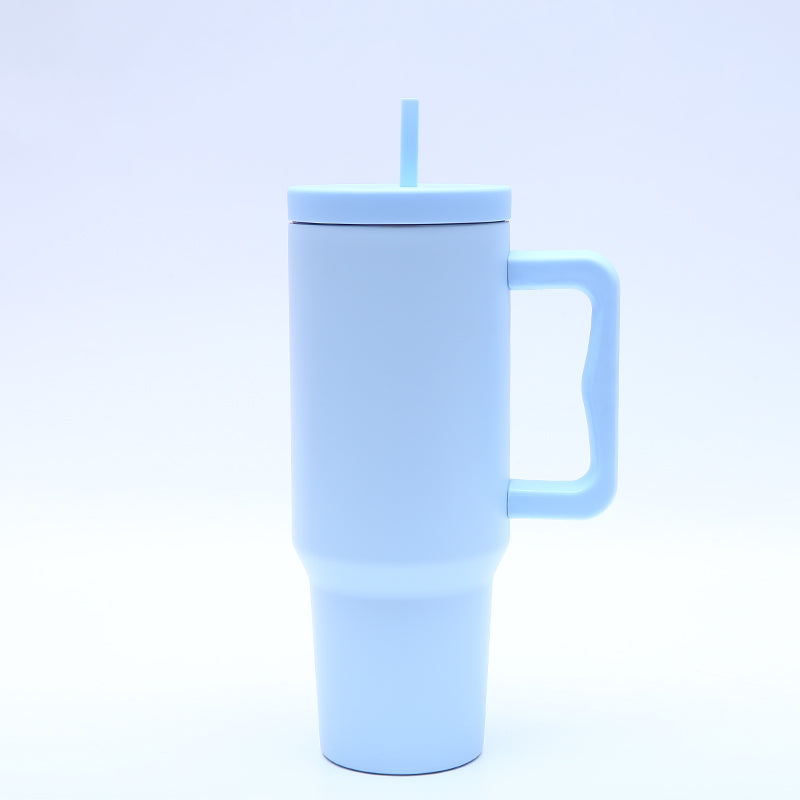 40 oz. Stainless Steel Modern Tumbler with Handle & Straw - Light Blue