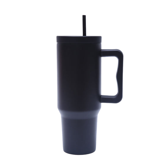 40 oz. Stainless Steel Modern Tumbler with Handle & Straw - Black