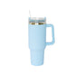40 Oz Stainless Steel Tumbler with Handle & Straw - Light Blue