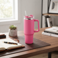 Hot Pink 40 oz stainless steel tumbler with handle and straw