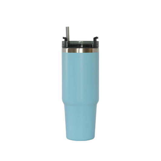 30 Oz Stainless Steel Tumbler with Straw - Light Blue