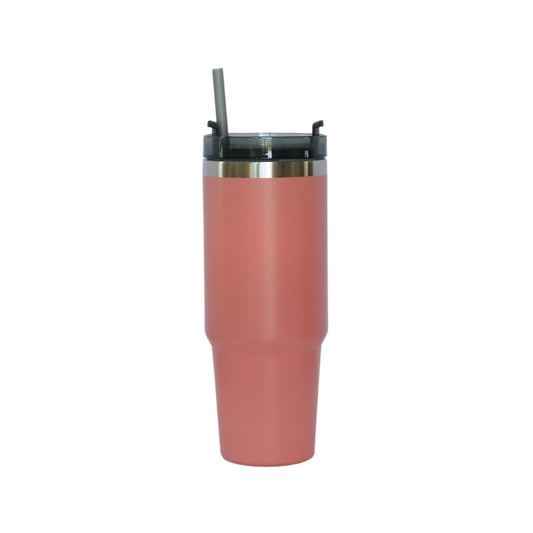 30 Oz Stainless Steel Tumbler with Straw - Peach
