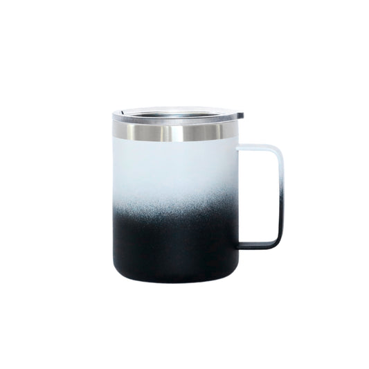 12 Oz Stainless Steel Travel Mug with Handle - White & Black