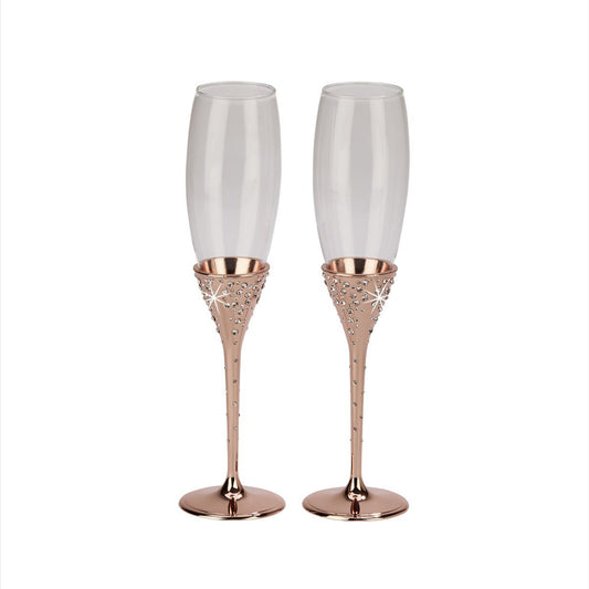 Galaxy Rose Gold Champagne Flutes Set