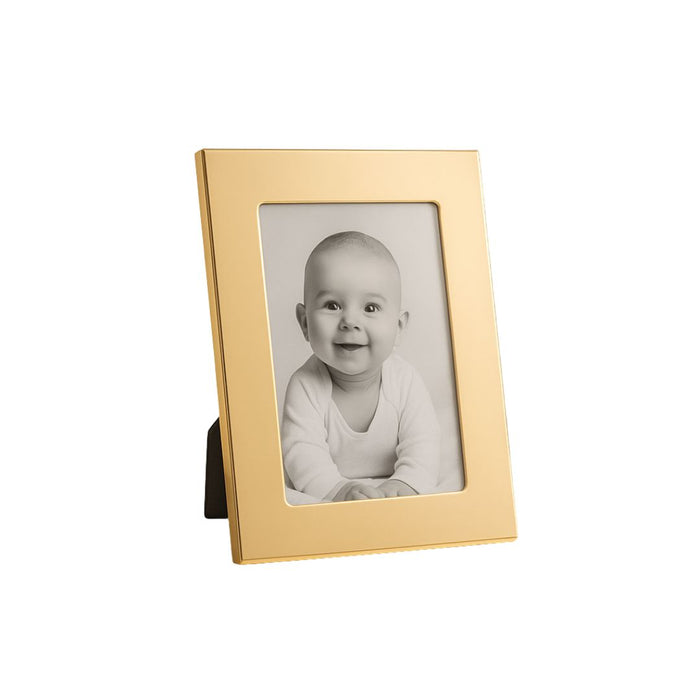 Gold silhouette photo frame with a classic metal finish and easel back, ideal for displaying wedding, anniversary, and family memories.