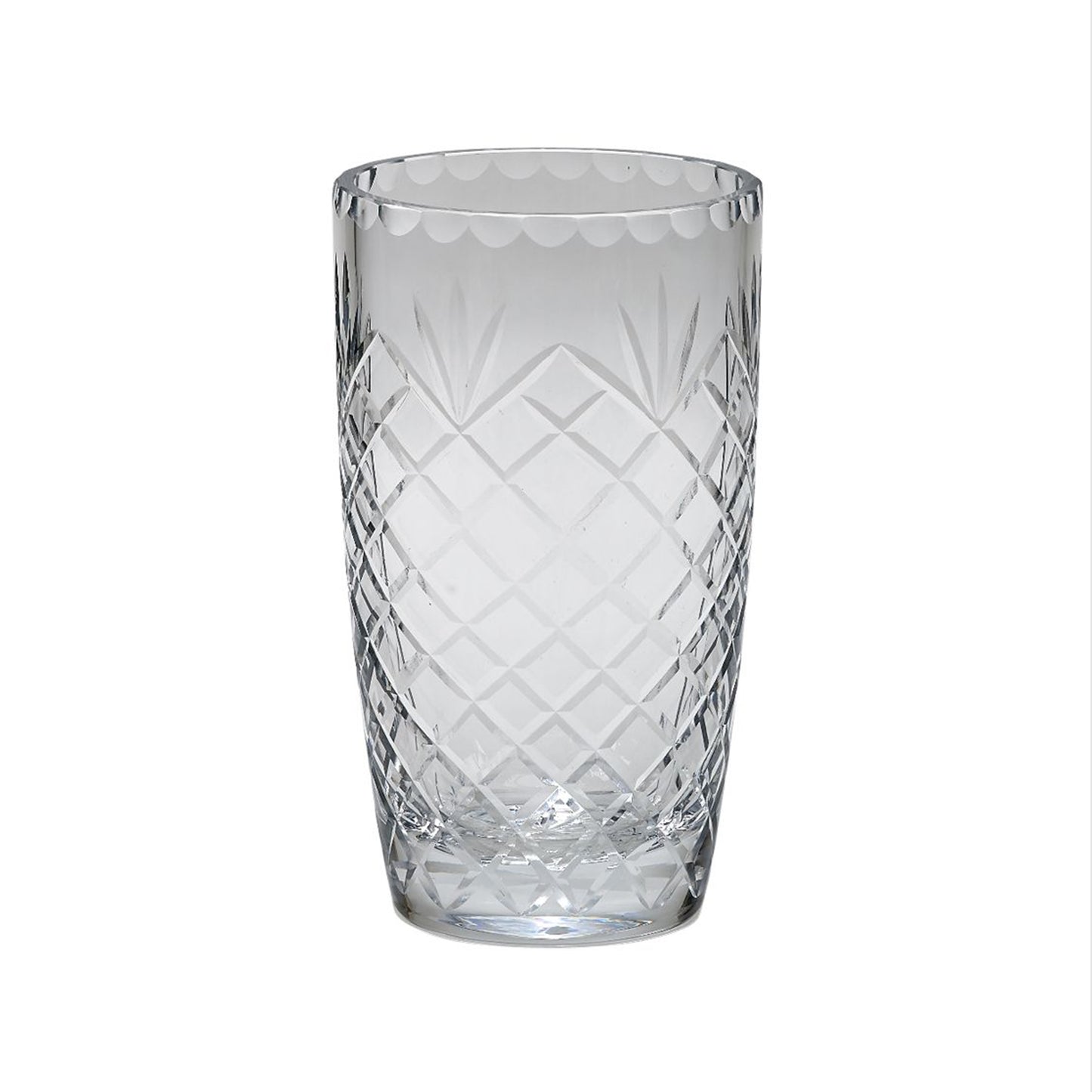 Optic Crystal Vase With Medallion Ll Pattern, 7.75"