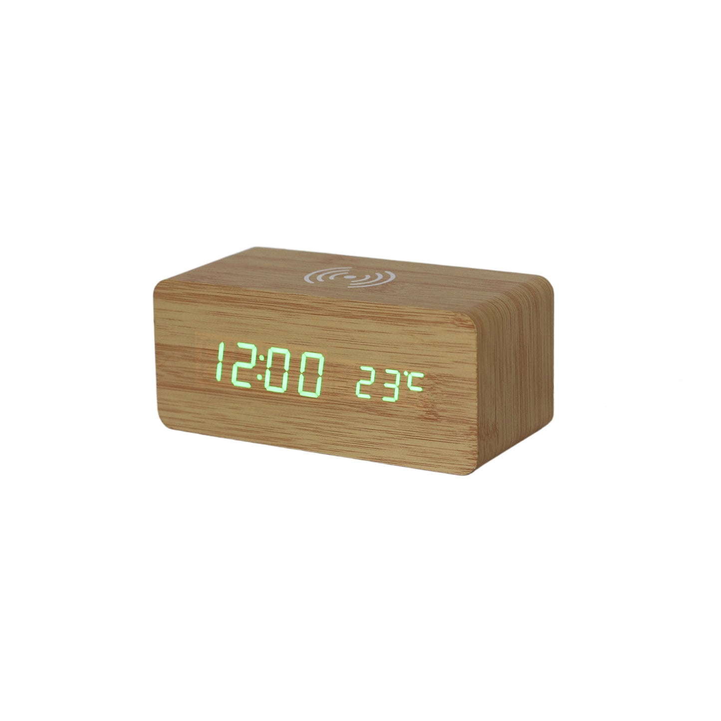 Bamboo Wireless Phone Charger/Digital Clock