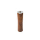 Round tube walnut wood power bank charger, 2200 mAh, with a compact 4.125-inch design for portable charging of smartphones and other devices.
