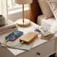 Compact Bamboo Power Bank, 5 inches long x 2.5 inches wide x 1.625 inches high, made from bamboo with a USB port and LED indicators for portable charging.